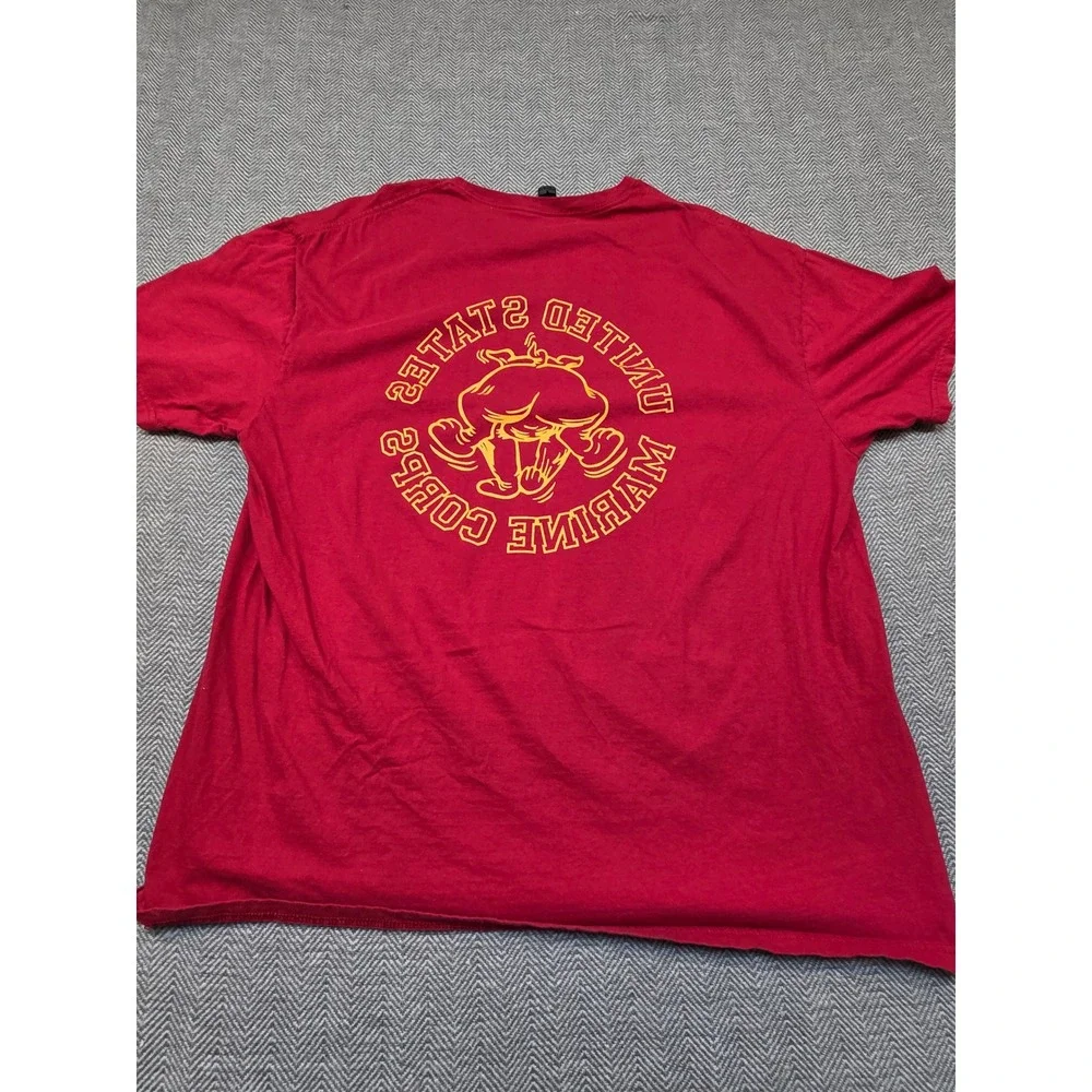 Gildan USMC United States Marine Corps Bulldog Graphic T-Shirt Red Mens 2XL